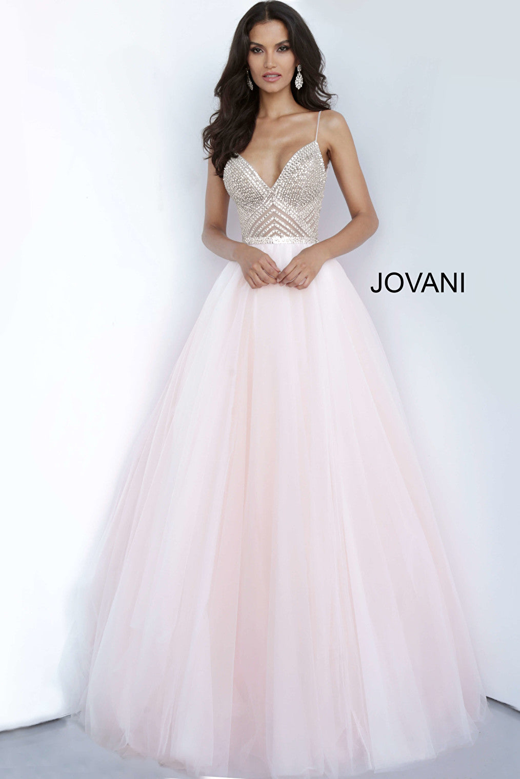 blush beaded bodice prom ballgown 00580