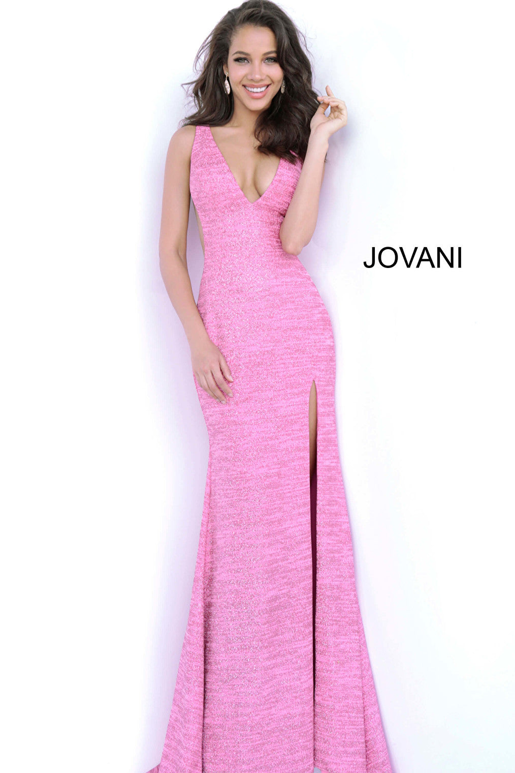 pink high slit dress 02472