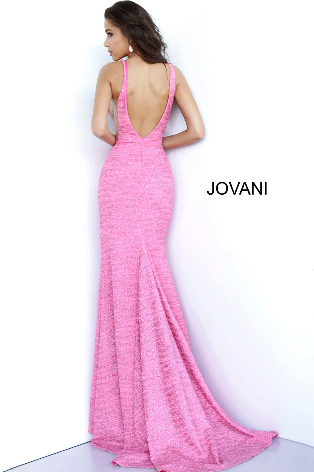 pink open back dress 02472