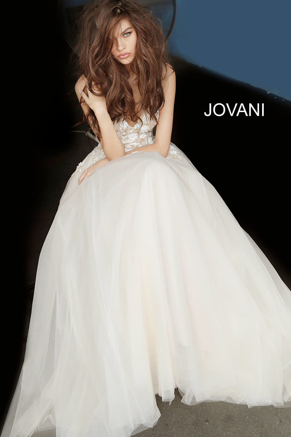 nude tulle Jovani prom ballgown 02758