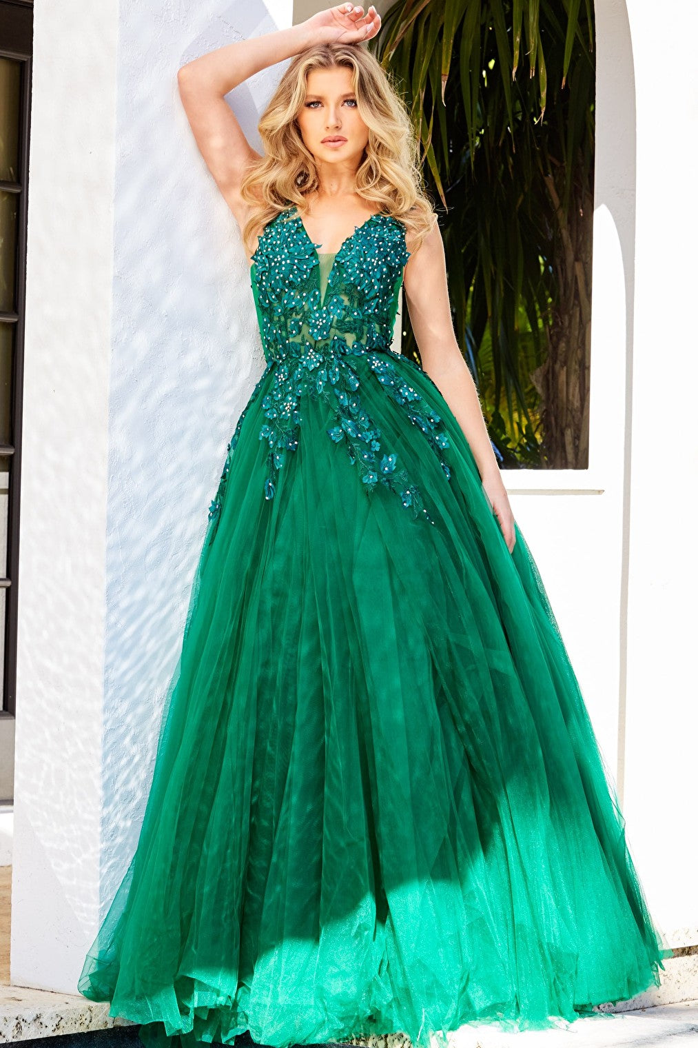 green ball gown