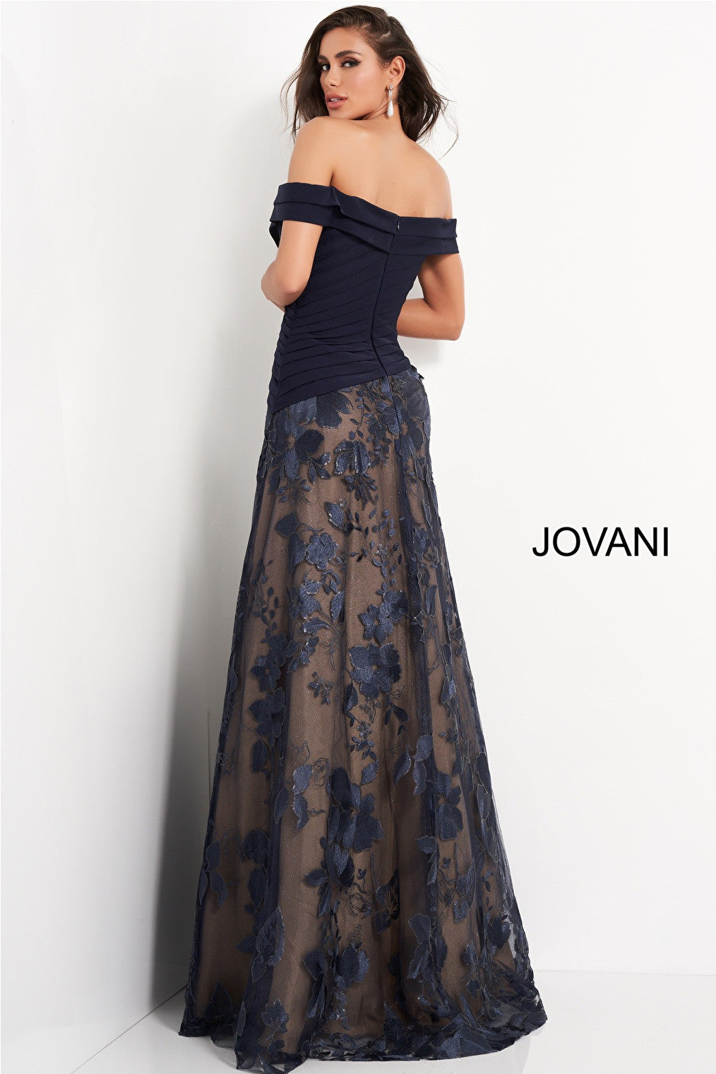 Navy p0leated bodice MOB Jovani dress 02852