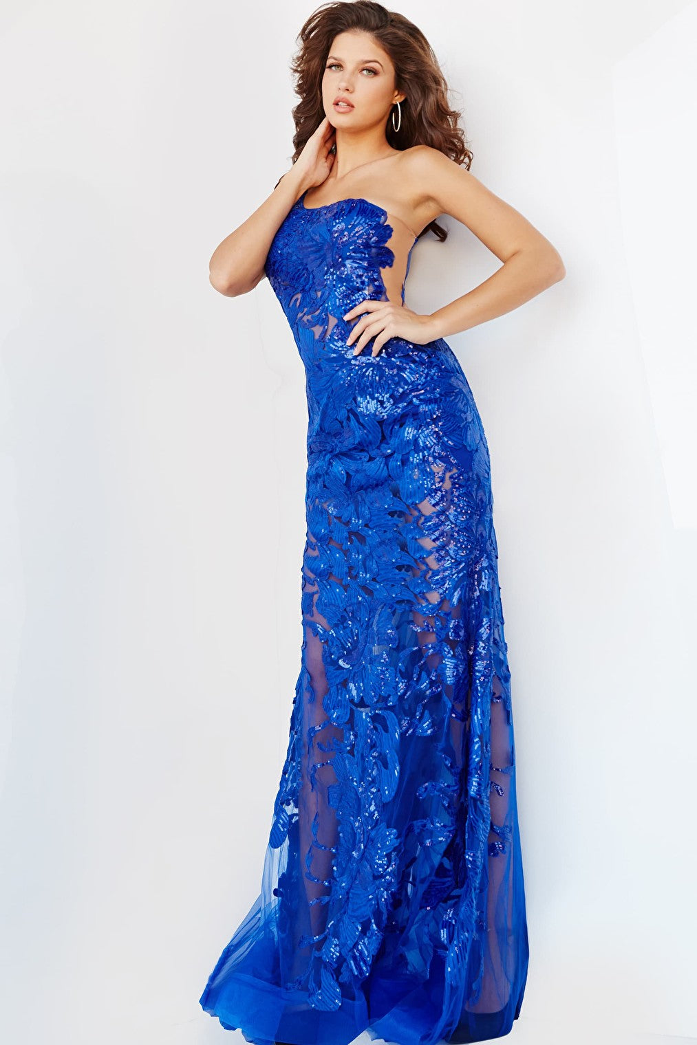 Royal one shoulder dress 02895