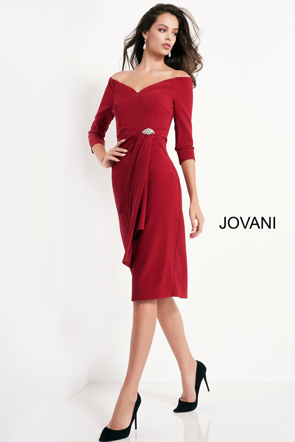 Burgundy Jovani cocktail evening dress 02949