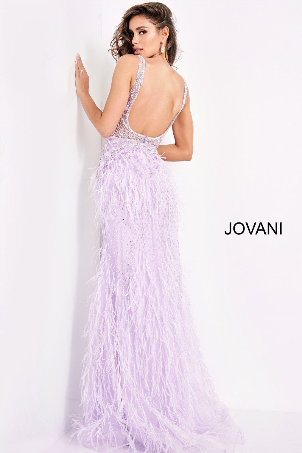 lilac backless prom dress