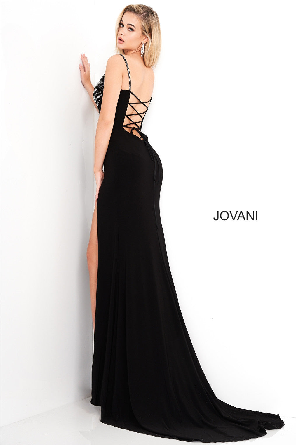 Low back black evening dress Jovani 03251