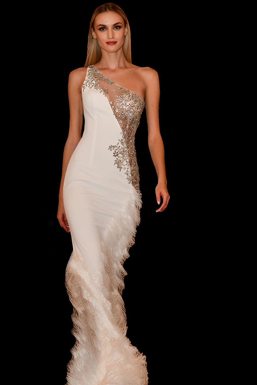 One shoulder illusion Jovani dress 03389