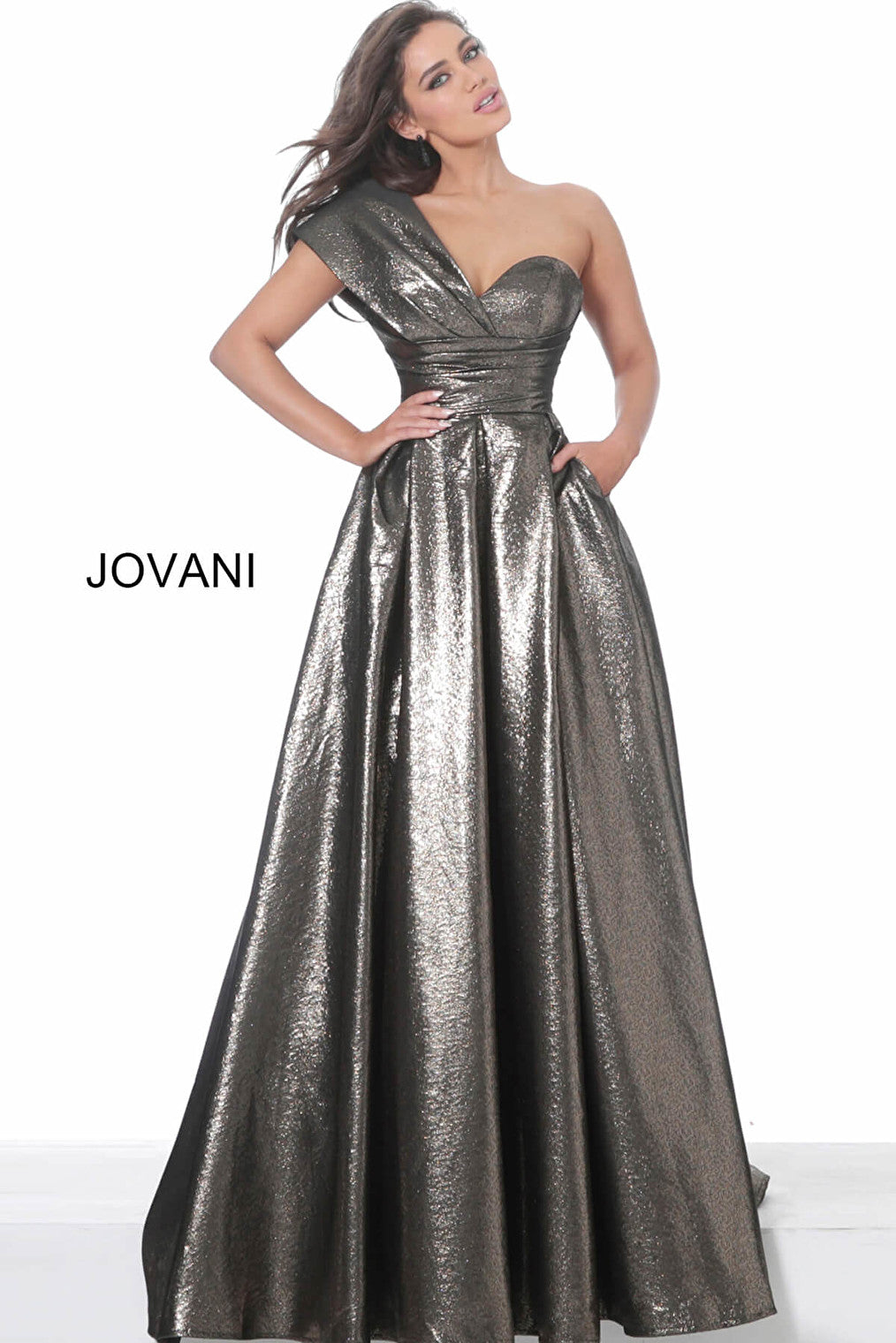 Bronze Jovani ballgown with pockets 04170