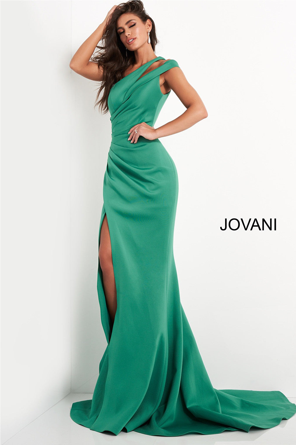 Green scuba evening dress Jovani 04222