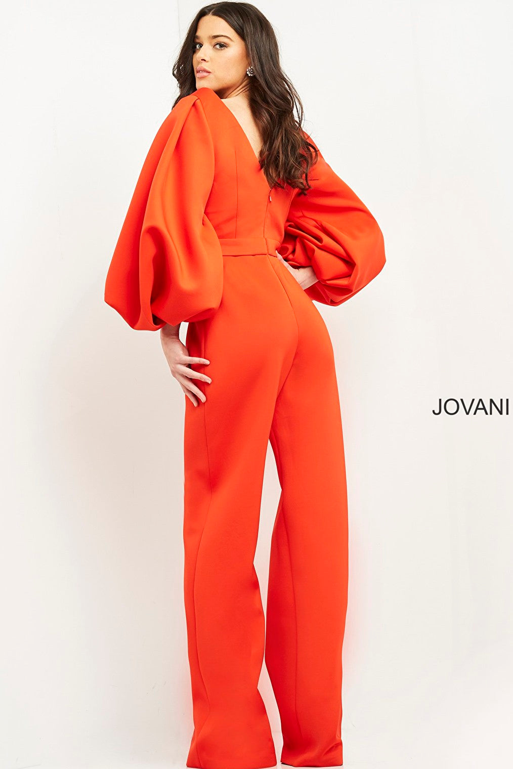 V neck long sleeve jumpsuit Jovani 04372