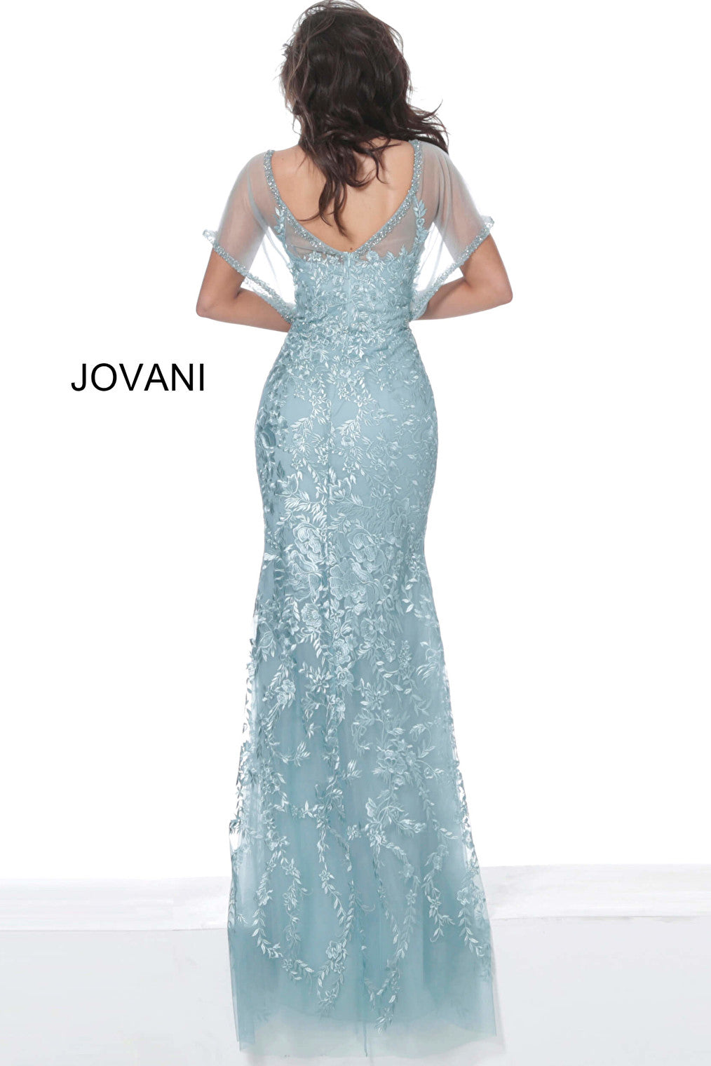 Mint V back evening gown Jovani 04458