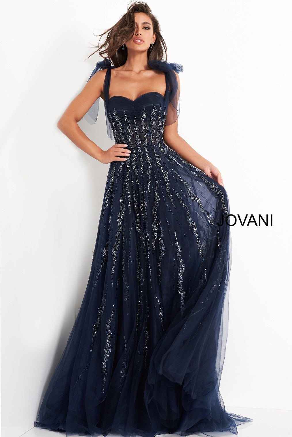 navy a line dress 04634