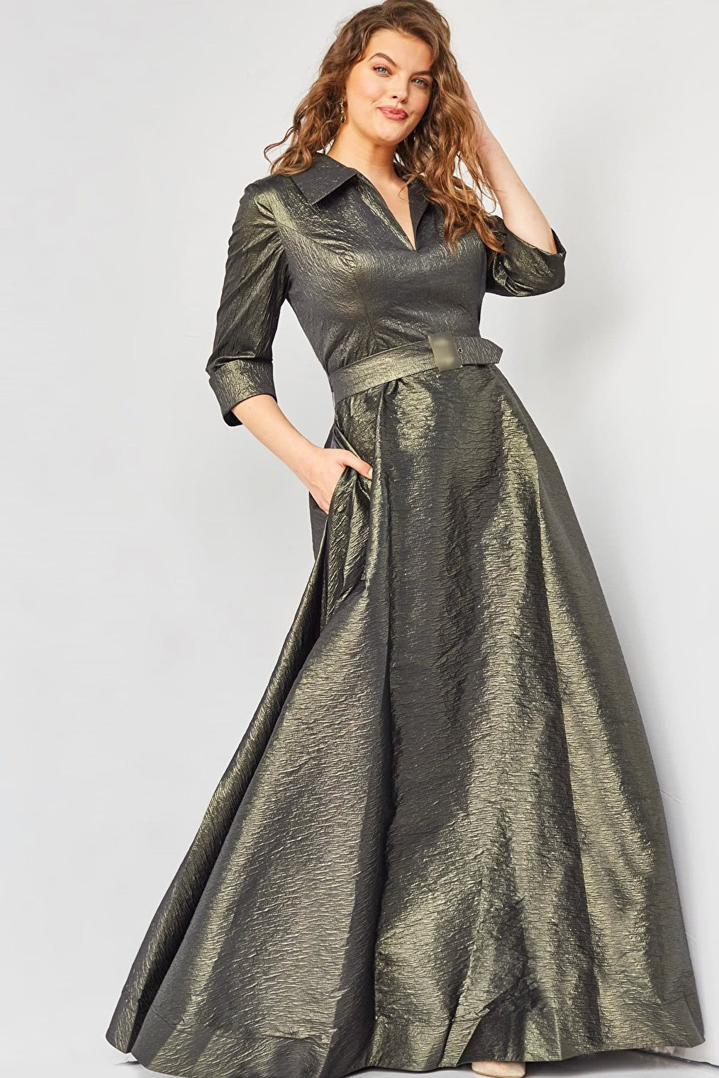 plus size olive evening dress 05075