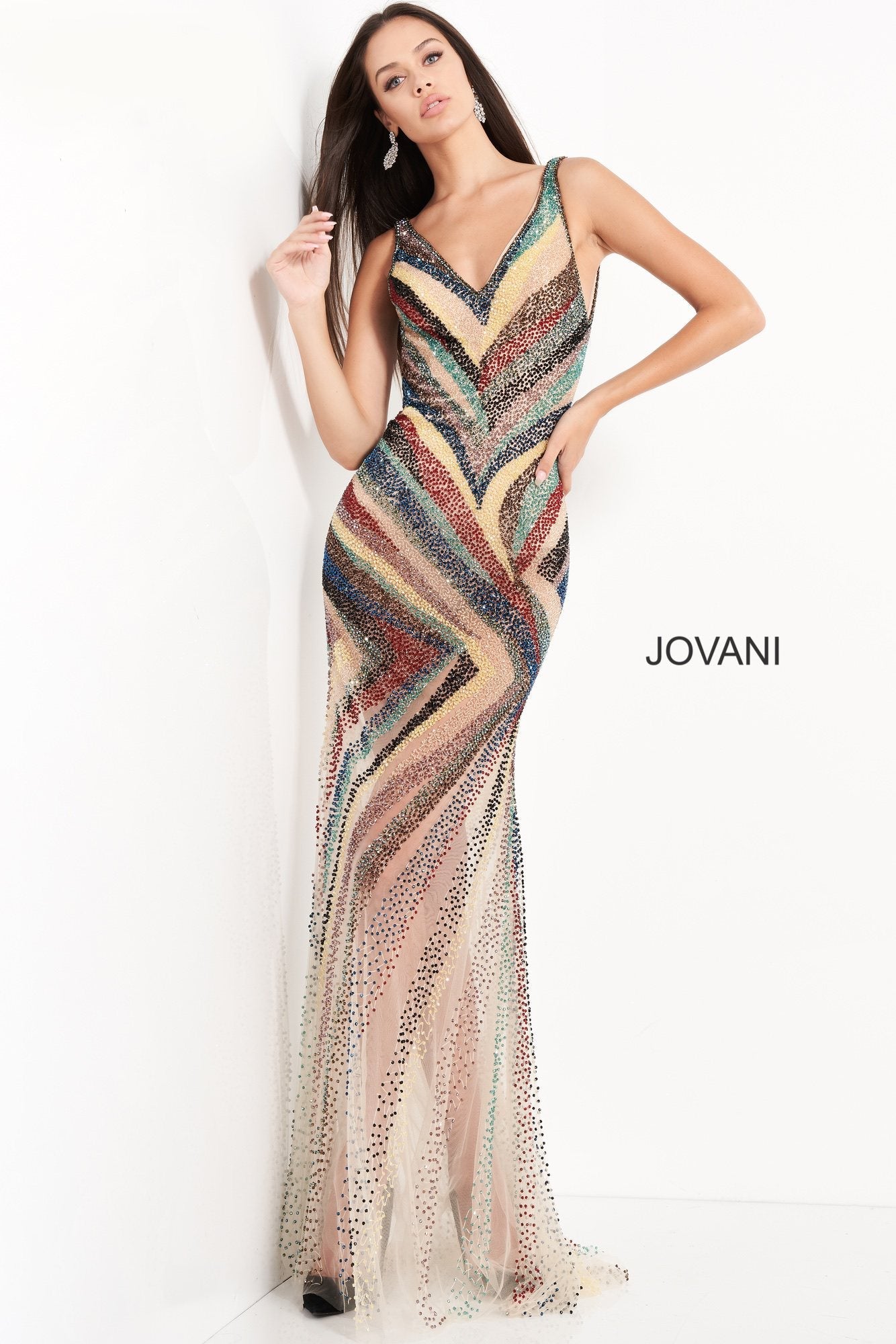 Multi beaded Jovani evening dress 05560