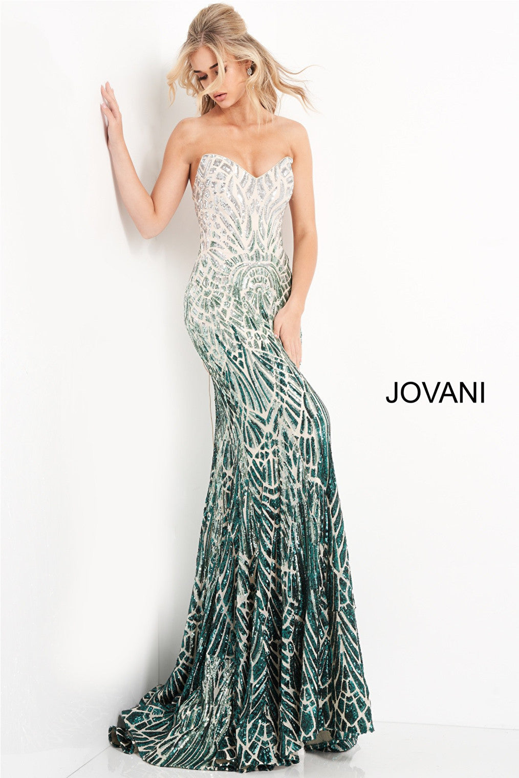 silver green beaded dress 06459