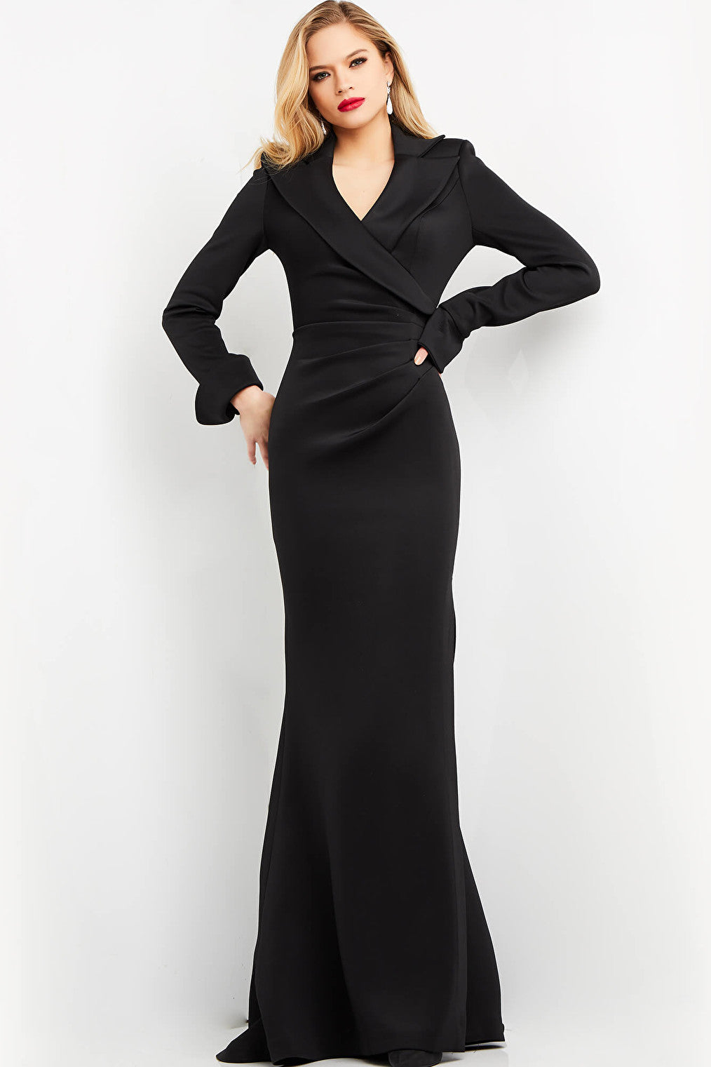 Black scuba fitted Jovani dress 06774