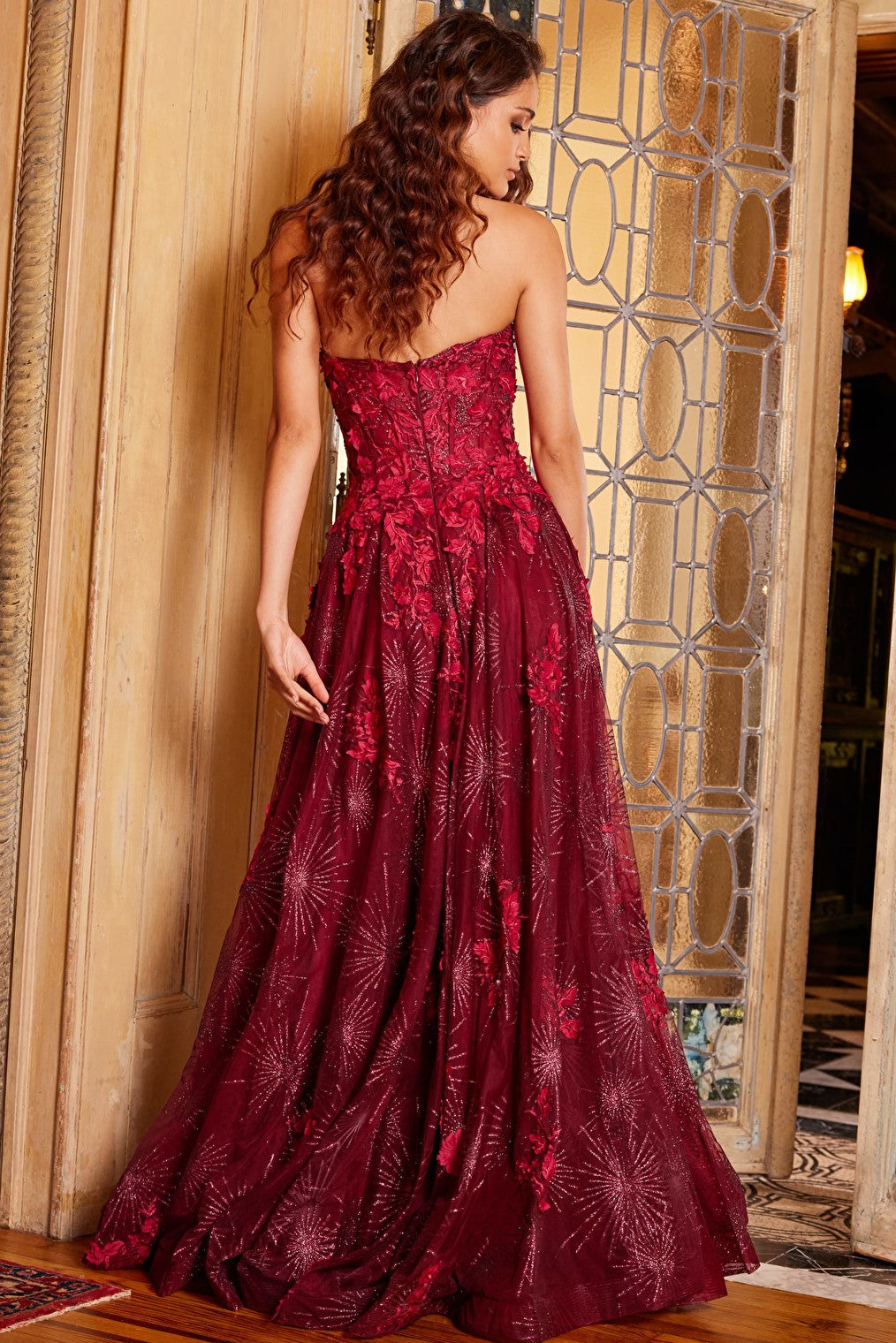 burgundy prom dress 07304