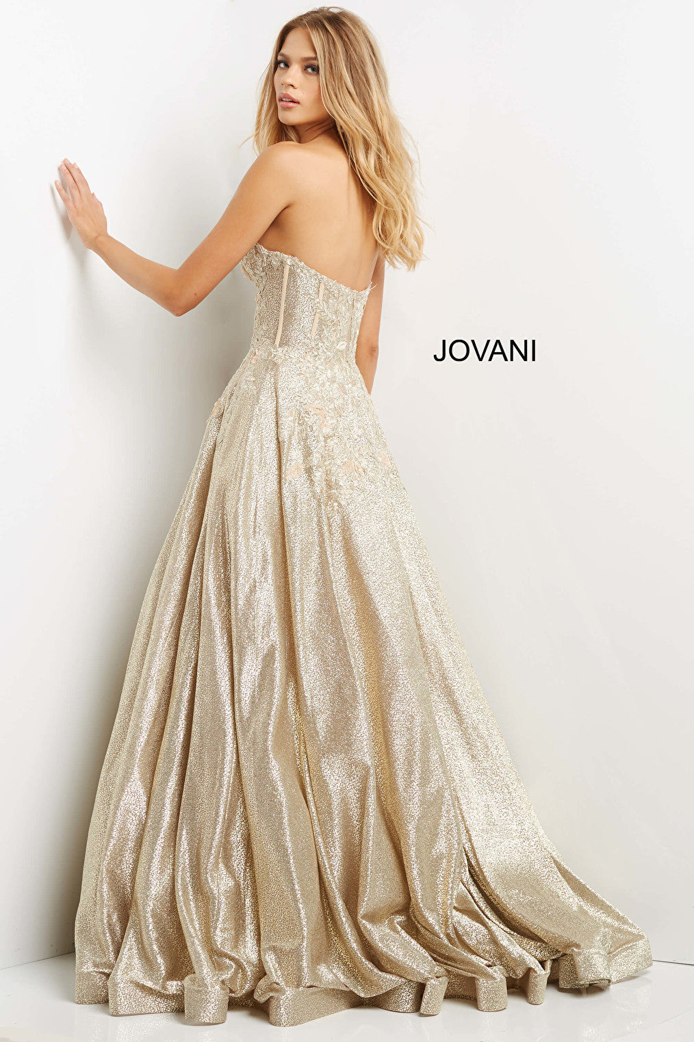 Gold prom ballgown 07497 back view