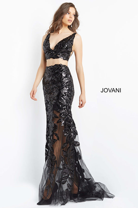 Jovani 07501 Black Embellished Two Piece Prom Dress