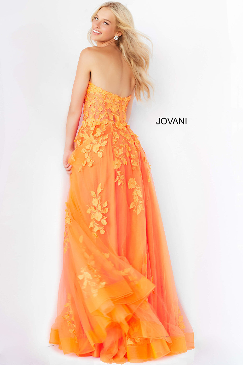 Orange tulle gown Jovani 07901