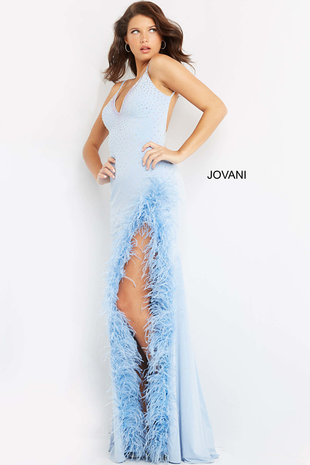 Sexy light blue prom dress 08283