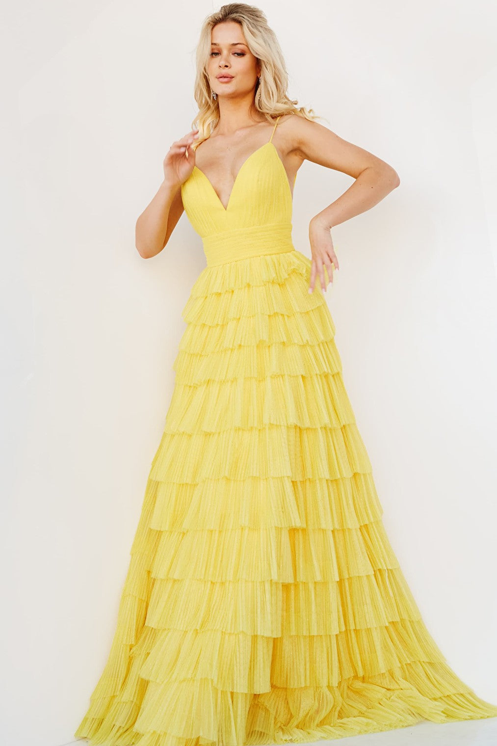 v neck yellow dress 08480