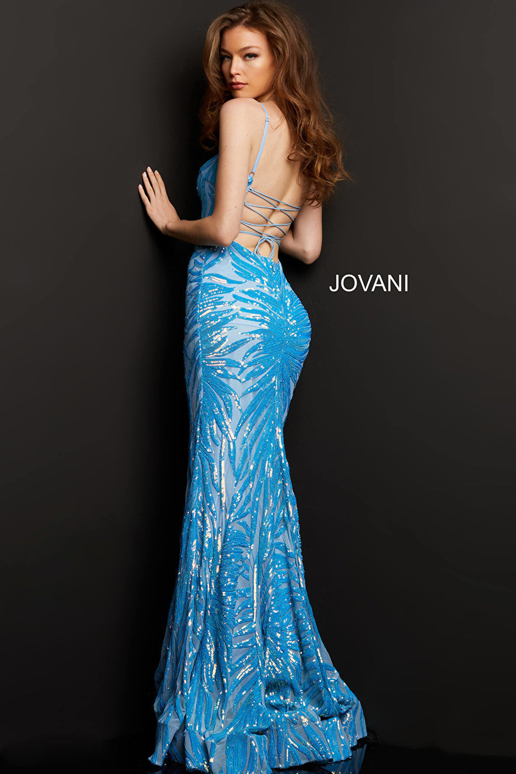 blue beaded dress 08481