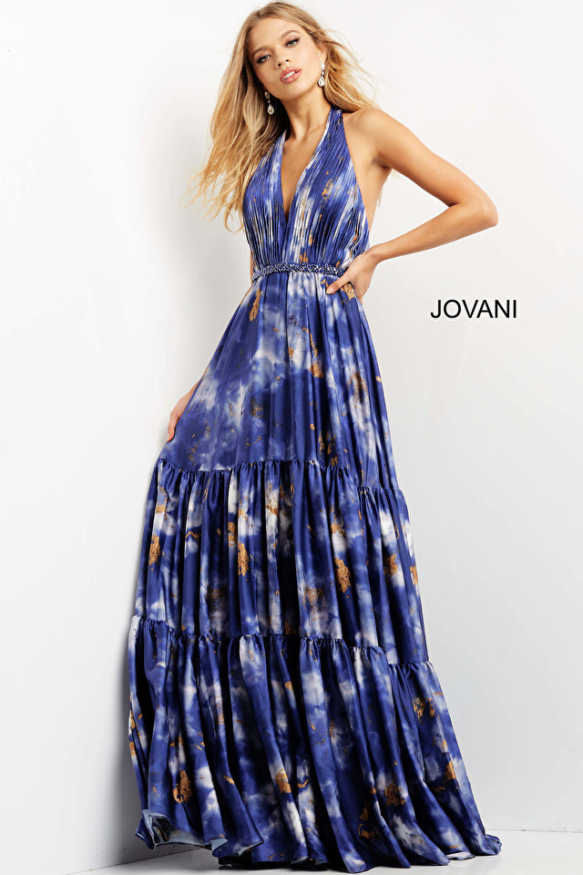 Jovani 08577 Multi Halter Neck Maxi Prom Dress