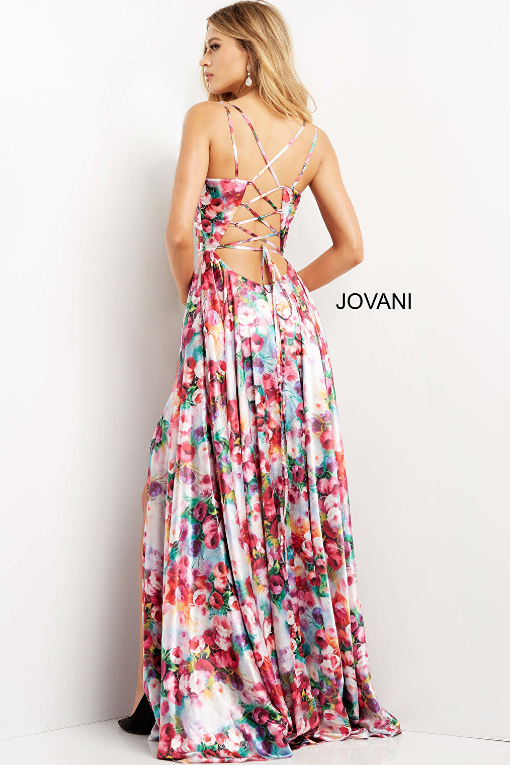 Open back floral prom dress 09029