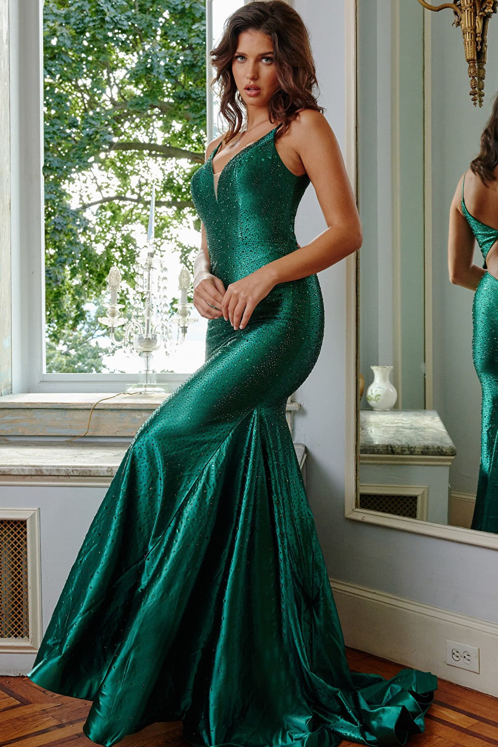 green beaded dress 09126