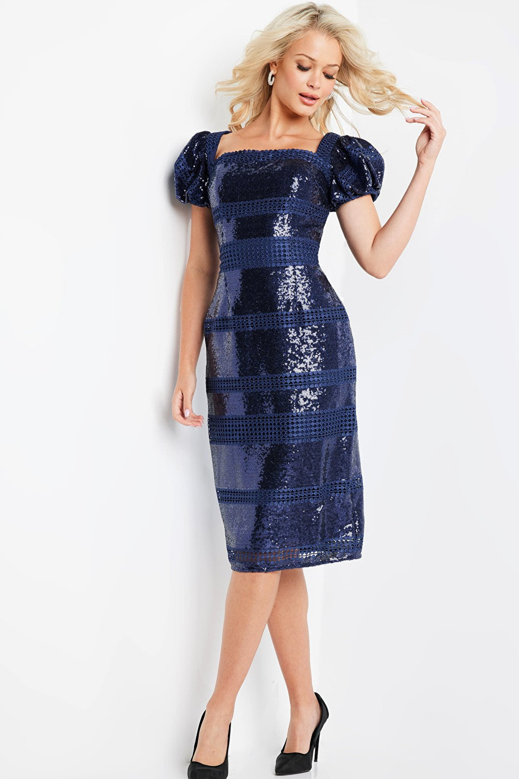 navy short evening dress 09405