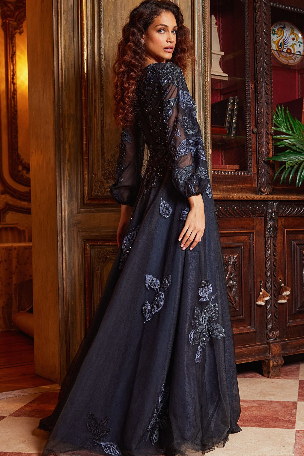 navy evening dress 09943