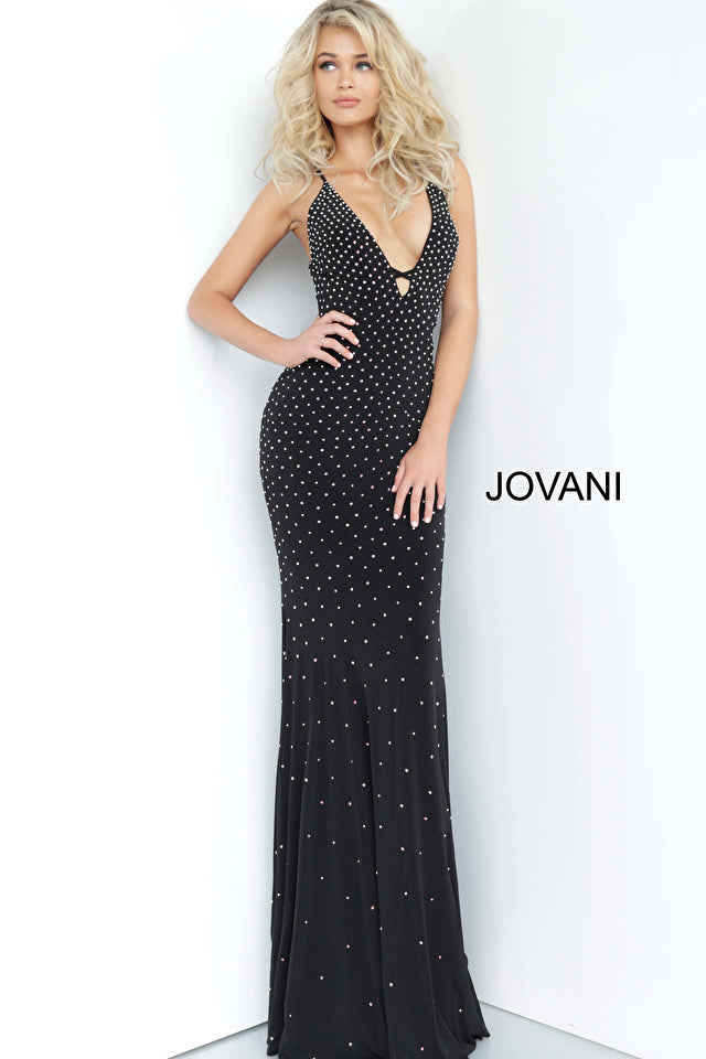 Jovani 1114 Black Beaded Sexy Prom Dress