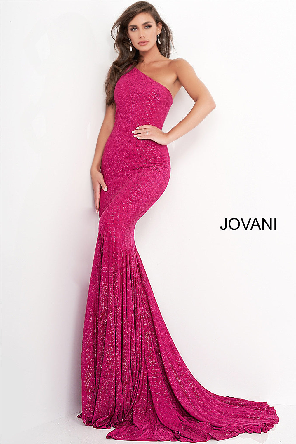 Magenta jersey Jovani prom dress 1119