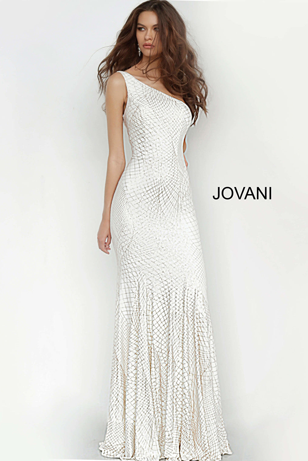 Off white gold jersey prom dress Jovani 1119