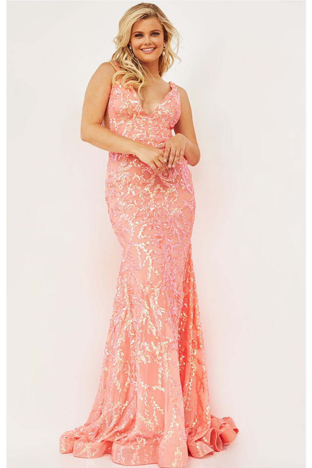 coral plus size dress 22811