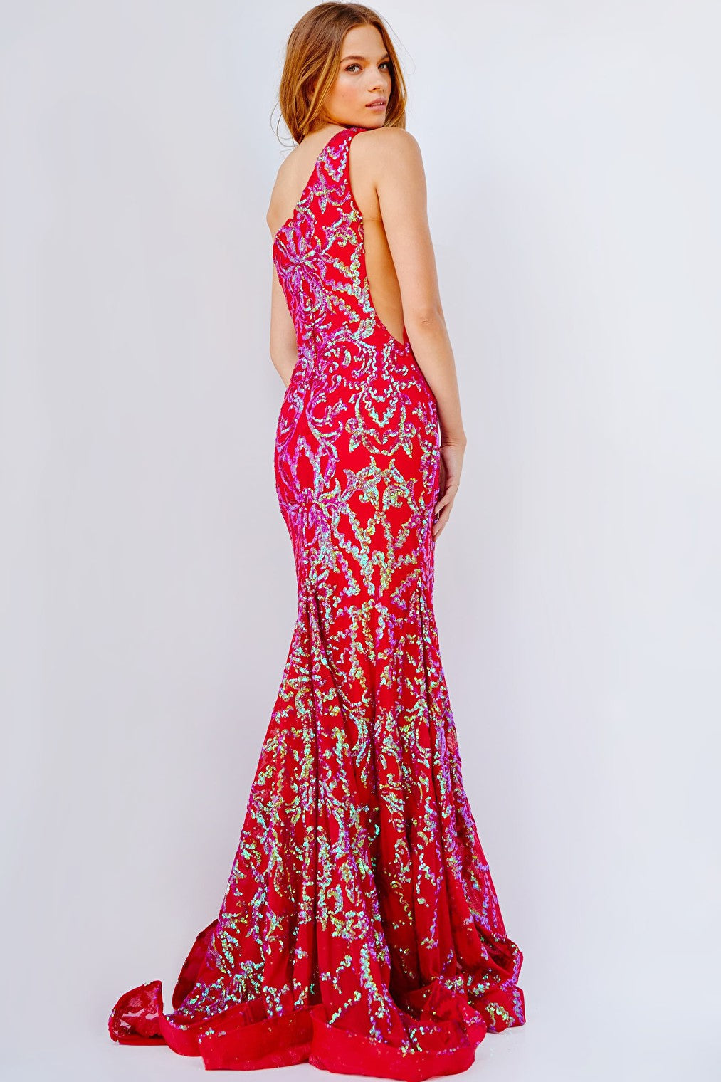 Iridescent Red prom dress