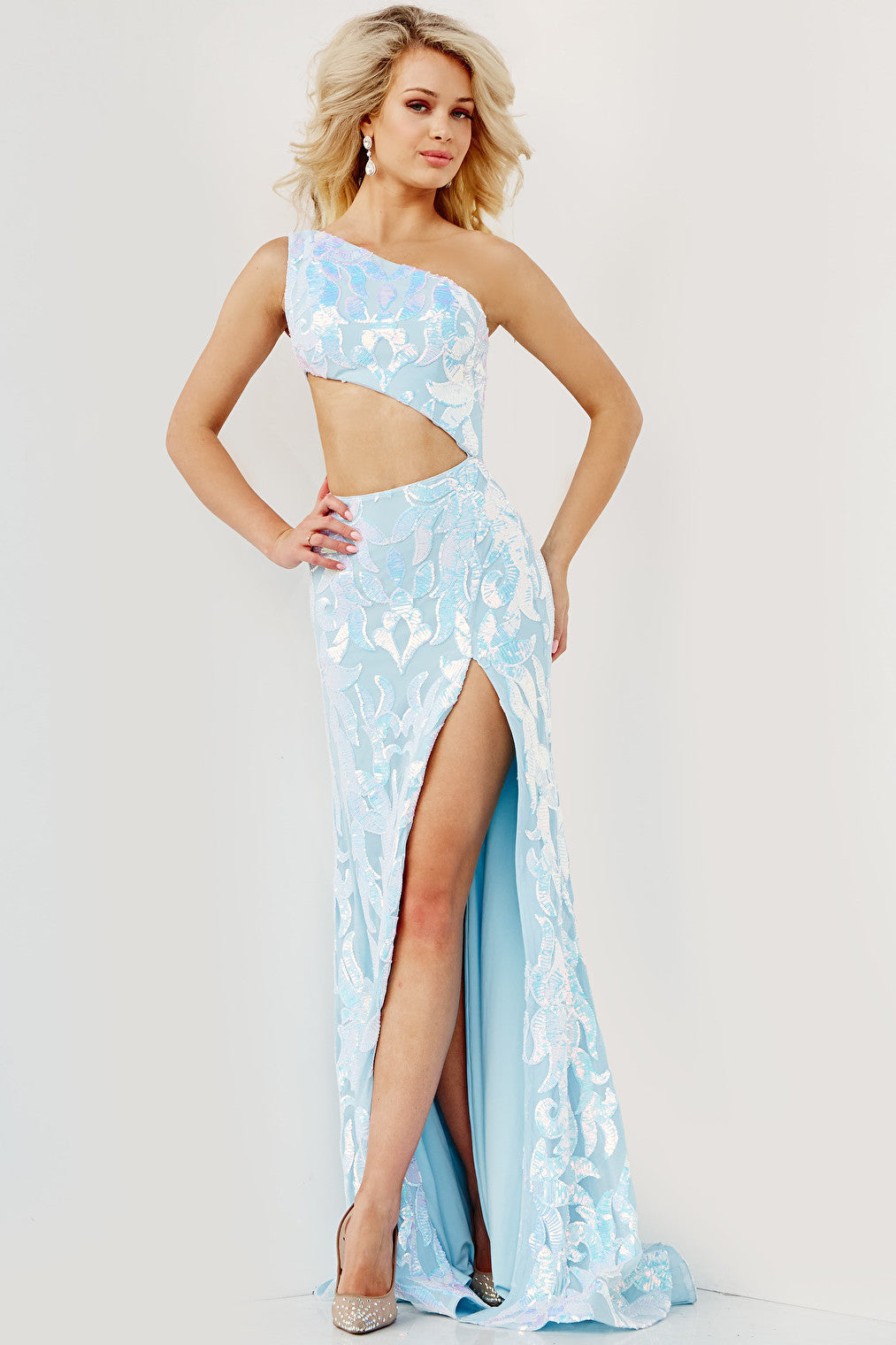 blue cut out dress 22853