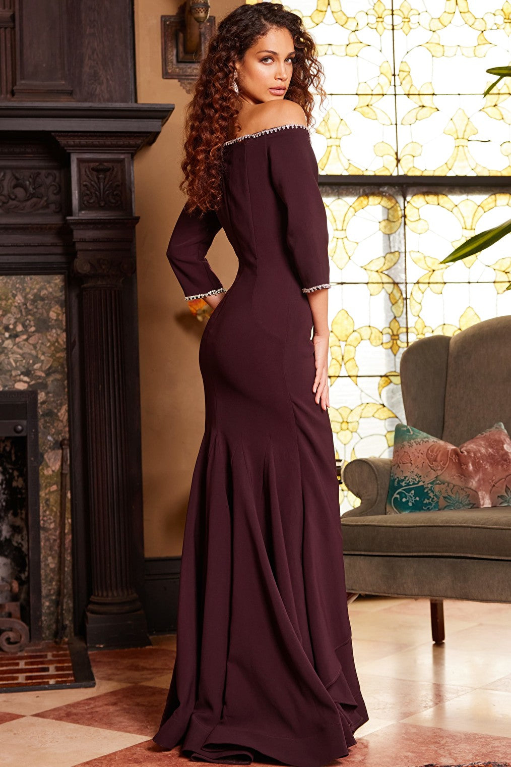 plum evening dress 23190