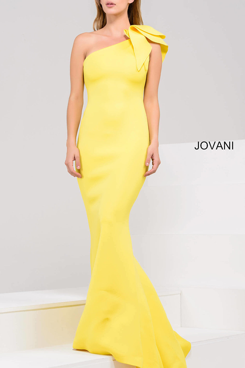 32602 yellow front view scuba dress