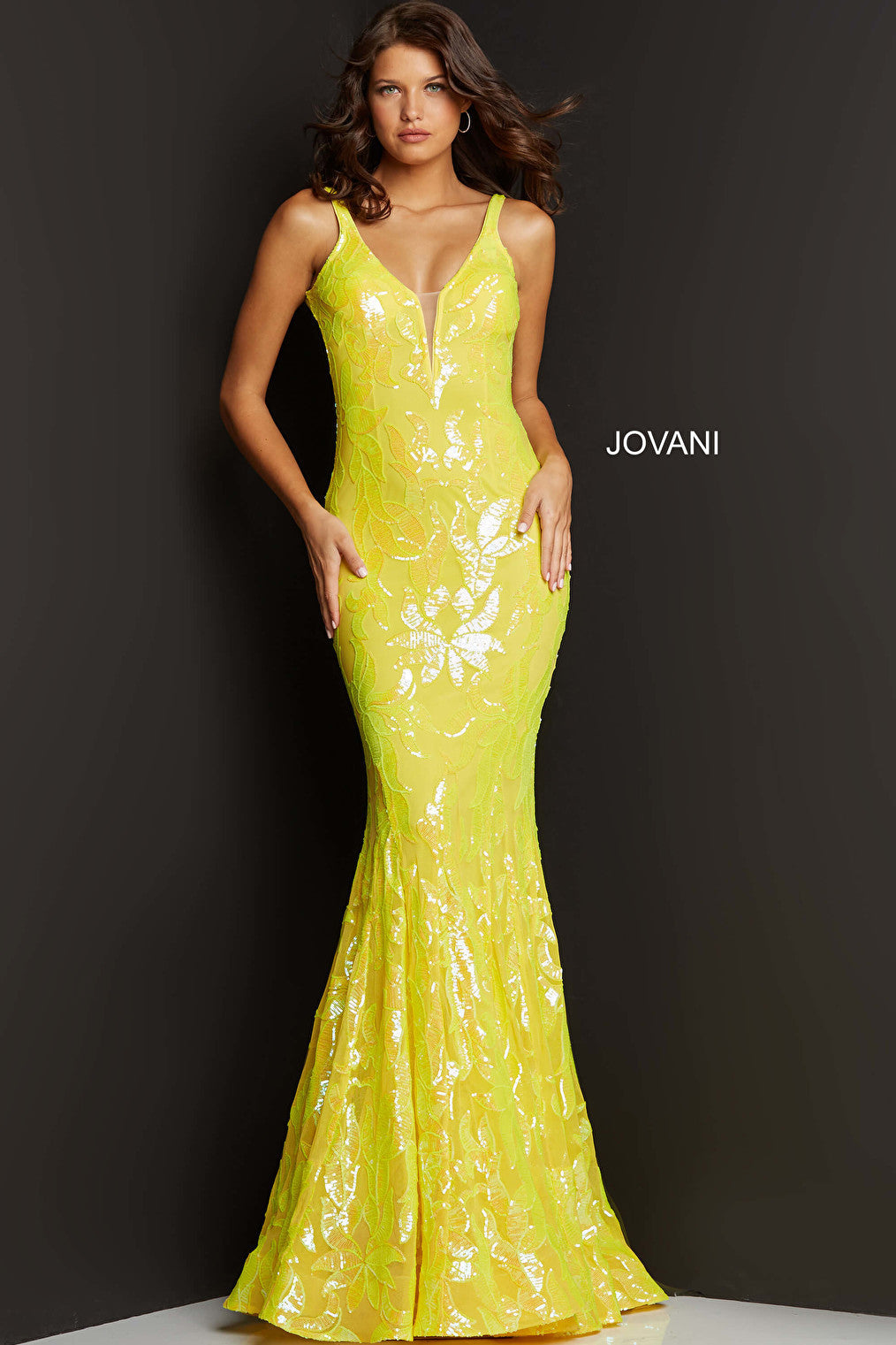 Sleeveless bodycon yellow dress 3263