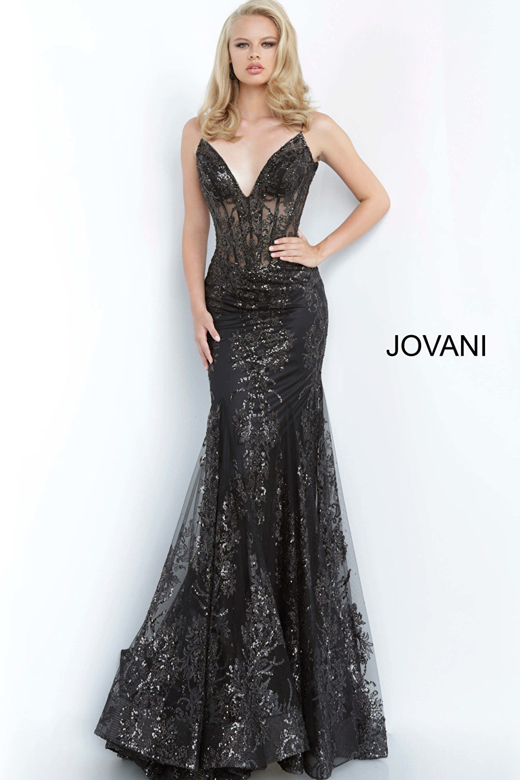 black embellished prom dress 3675