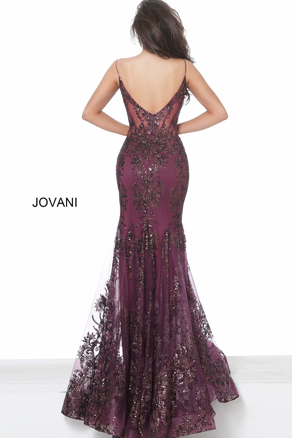 plum embellished mermaid prom dress 3675