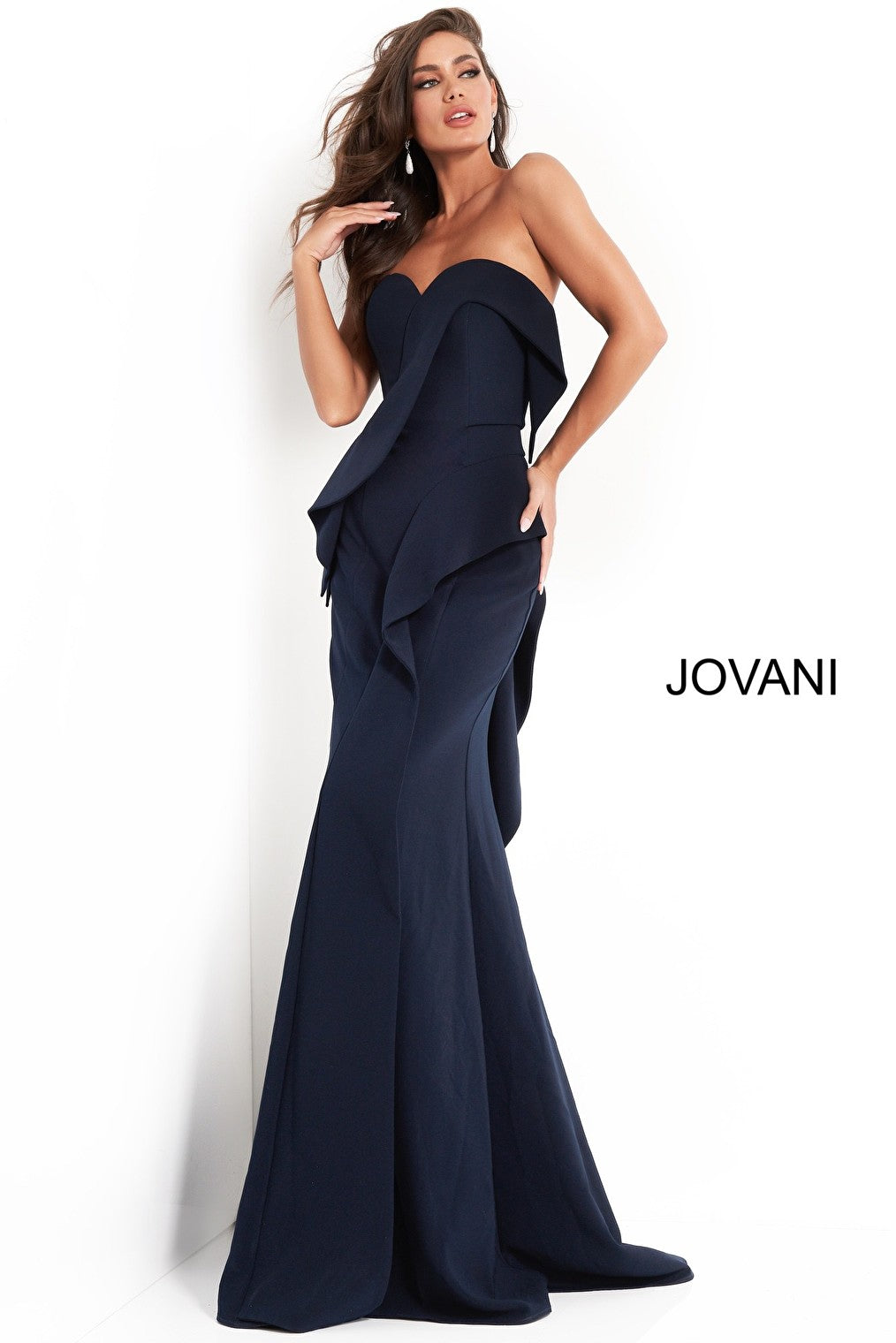 Navy floor length Jovani evening dress 4466