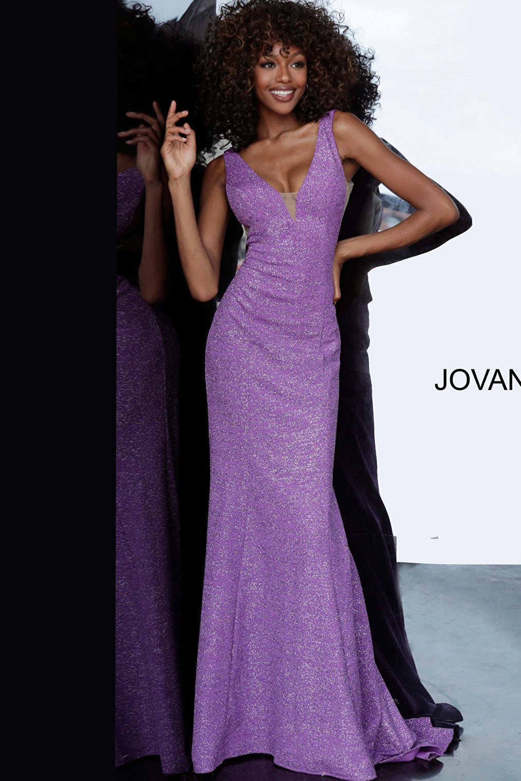 violet plunging neck dress 45811