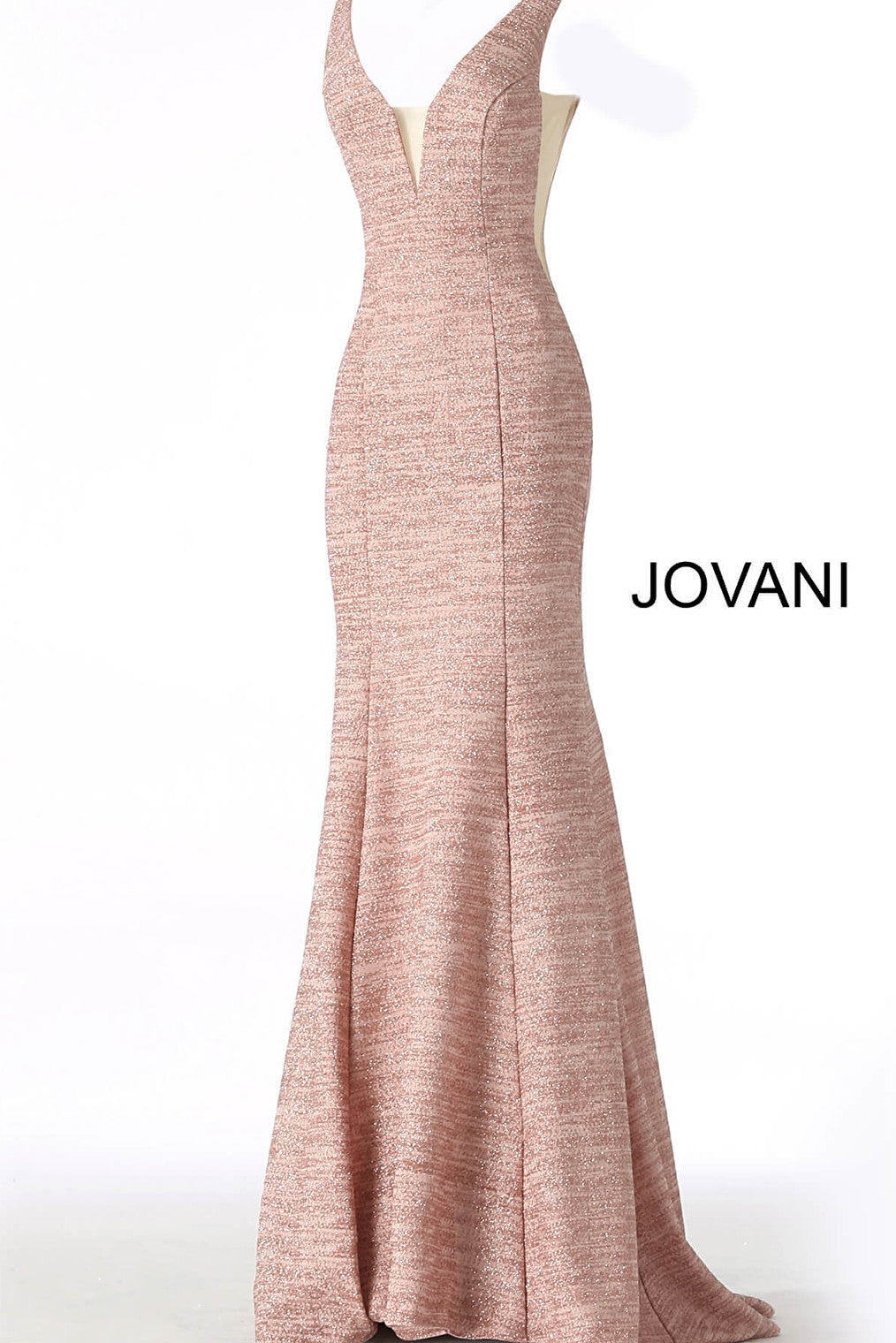 blush glitter jersey sleeveless prom dress 45811