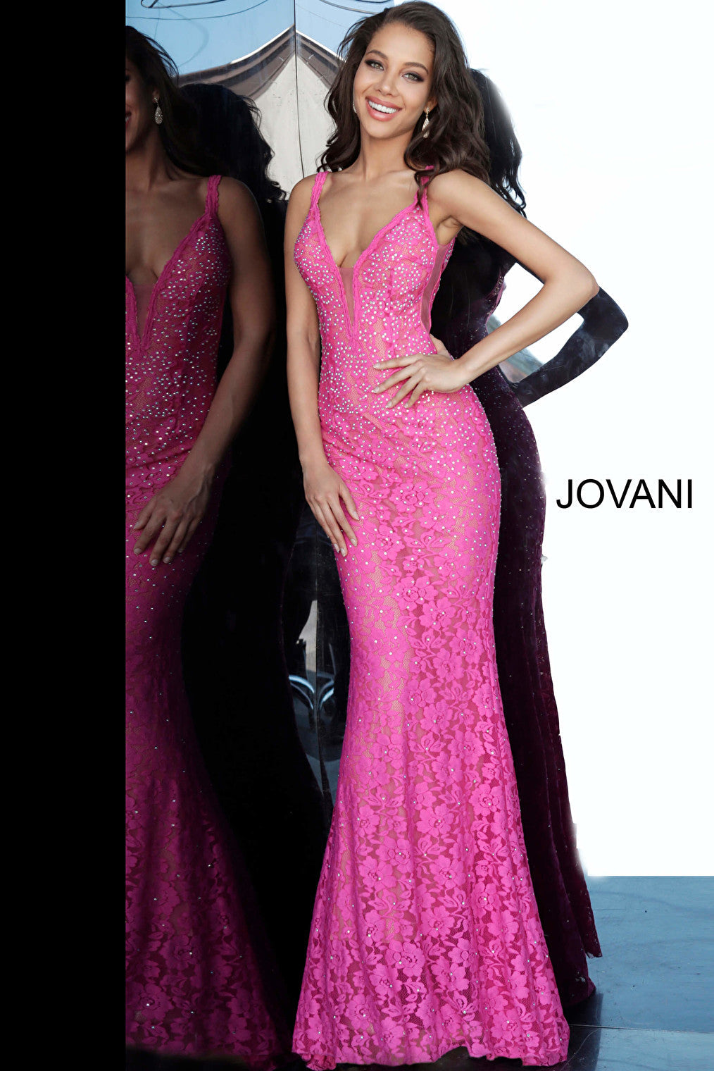 fuchsia lace dress 48994