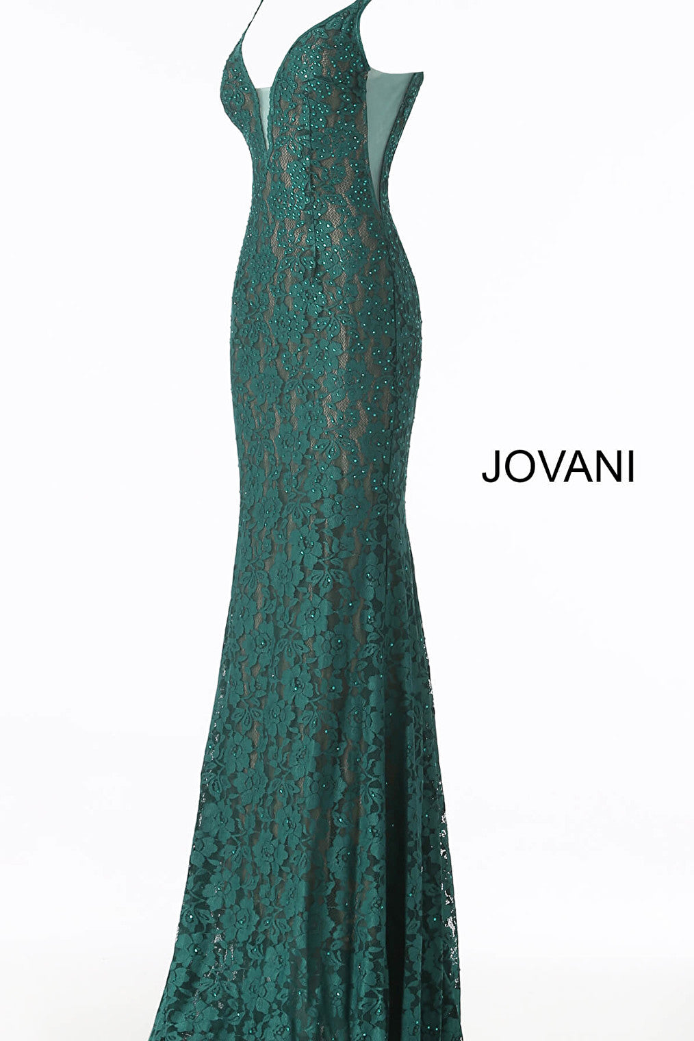 emerald green plunging neckline prom dress 48994