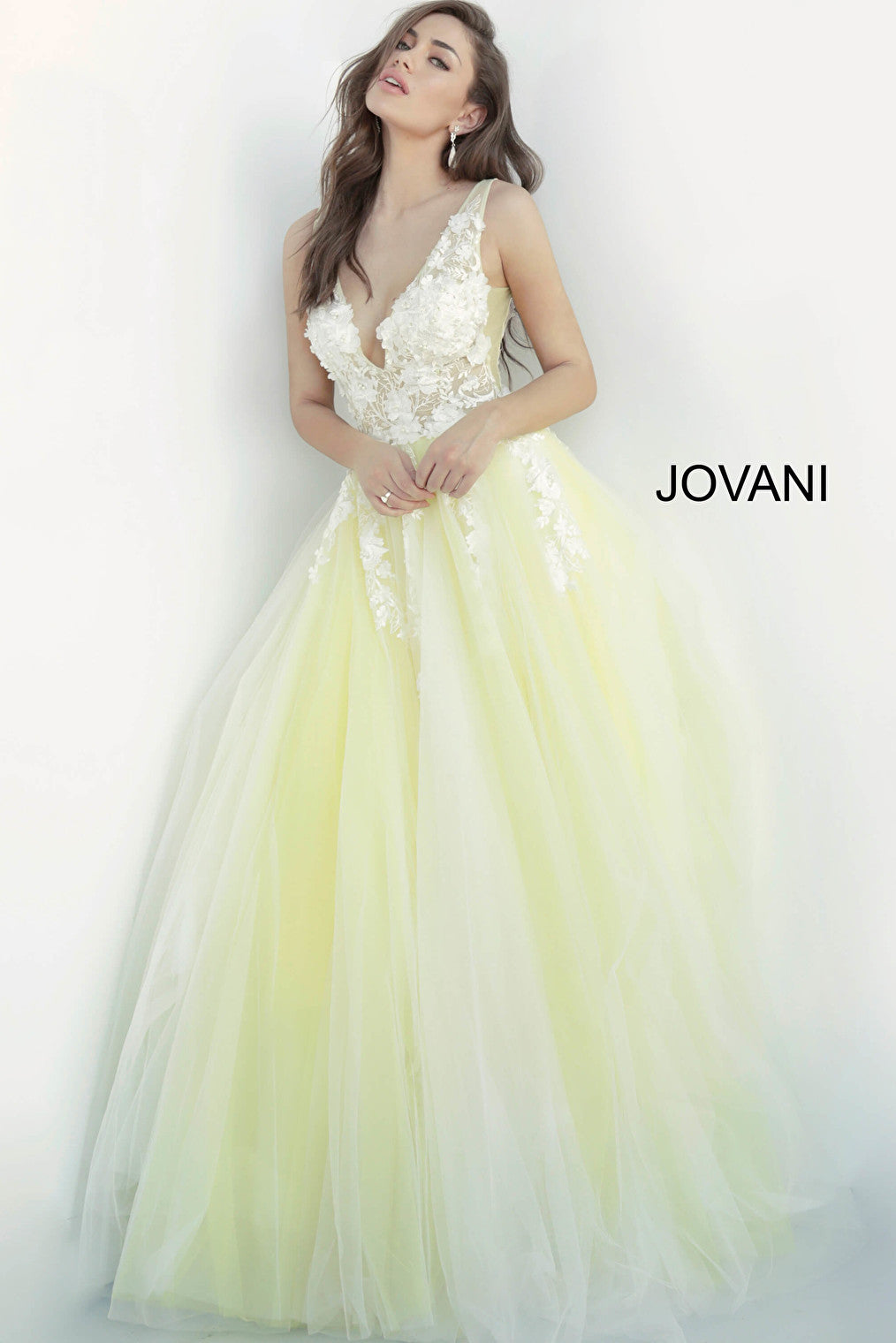 off white/yellow tulle Jovani ballgown 55634