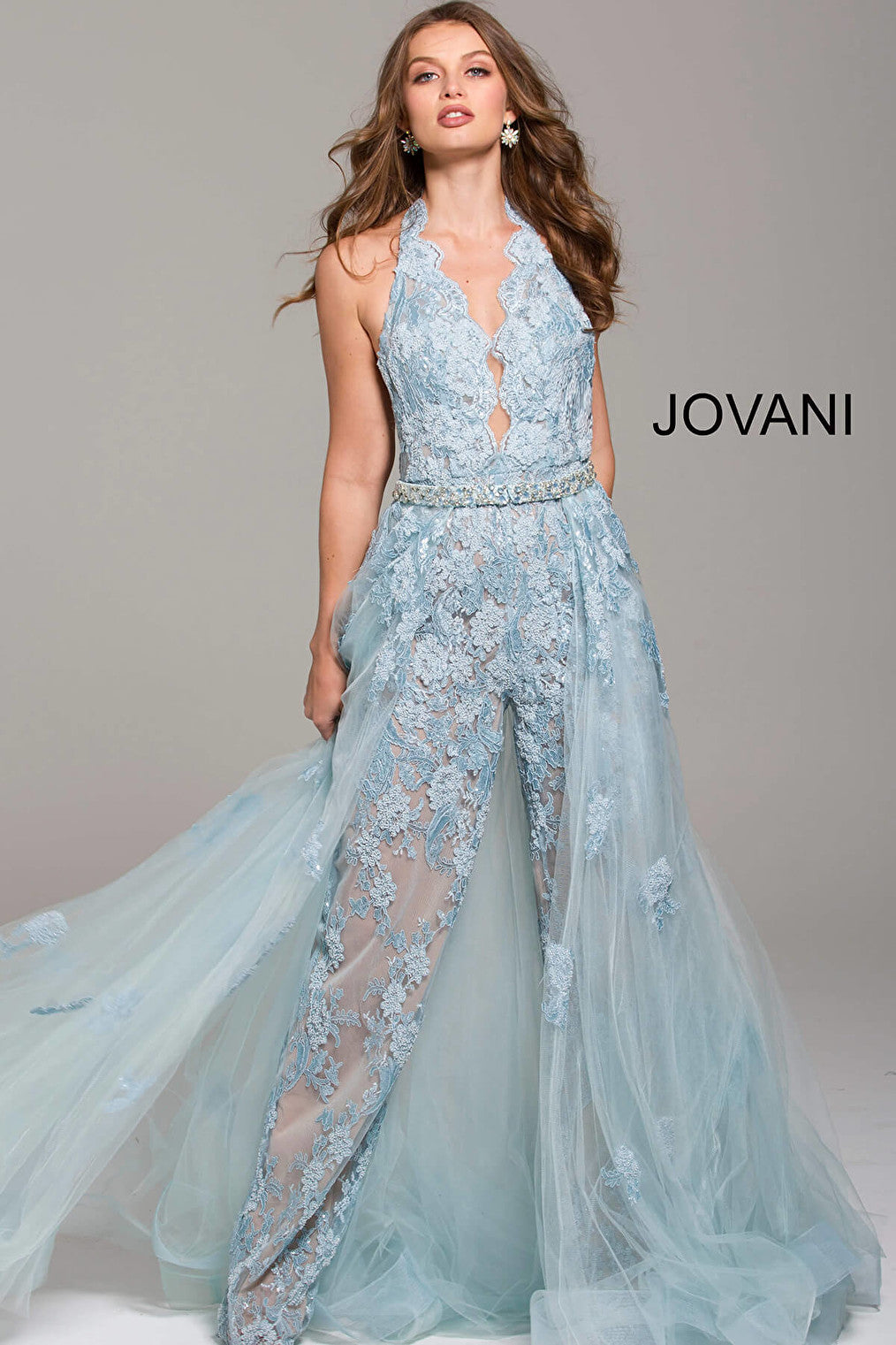 light blue straight leg jovani jumpsuit 60124